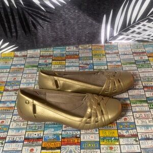 LifeStride Women’s Gold Flats Comfort Slip-On Shoes Size 5M